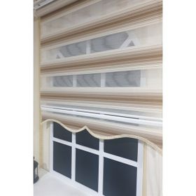 Storburada Zebra Renk Geçişli Açık Kahve Etek Dilimli STB 483 Kahverengi 40 X 200 Stor Plise Perde