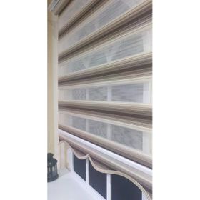 Storburada Zebra Renk Geçişli Kahve Etek Dilimli STB 484 Kahverengi 180 X 200 Stor Plise Perde