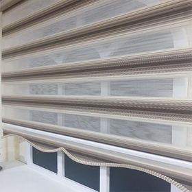 Storburada Zebra Renk Geçişli Kahve Etek Dilimli STB 484 Kahverengi 40 X 200 Stor Plise Perde