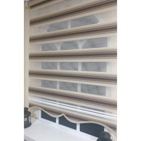 Storburada Zebra Renk Geçişli Kahve Etek Dilimli STB 484 Kahverengi 70 X 200 Stor Plise Perde