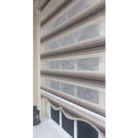 Storburada Zebra Renk Geçişli Kahve Etek Dilimli STB 484 Kahverengi 70 X 200 Stor Plise Perde