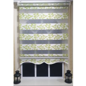 Storburada Zebra Yeşil Beyaz Etek Dilimli St 032 Yeşil 30 X 200 Stor Perde