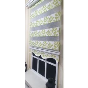 Storburada Zebra Yeşil Beyaz Etek Dilimli St 032 Yeşil 30 X 200 Stor Perde