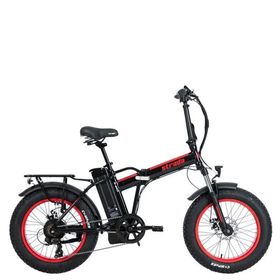 Strada Cycles E-Bro Siyah Kırmızı Hidrolik Disk Fat Bike Katlanabilir 20 Jant Elektrikli Bisiklet