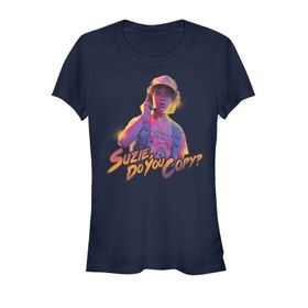 Stranger Things Do You Copy Short Sleeve Navy Blue Kadın T-shirt