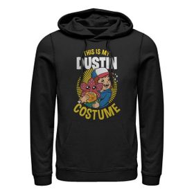 Stranger Things Dustin Kostümlü Schwarz Kapüşonlu Unisex Sweatshirt