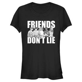 Stranger Things Ekip Friends Don't Lie Siyah Bisiklet Yaka Kadın T-shirt