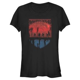 Stranger Things Flay Trail Short Sleeve Schwarz Kadın T-shirt
