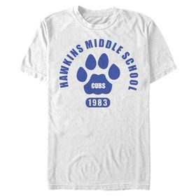 Stranger Things Hawkins Cubs Paw Amblem Beyaz Erkek T-shirt