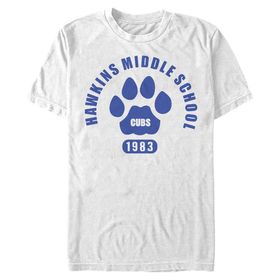 Stranger Things Hawkins Cubs Paw Amblem Beyaz Erkek T-shirt