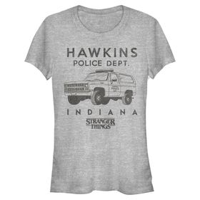 Stranger Things Hawkins Police Araba Heather Gri Kadın T-shirt