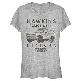 Stranger Things Hawkins Police Araba Heather Gri Kadın T-shirt