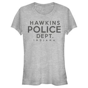 Stranger Things Hawkins Police Department Heather Gri Kadın T-shirt