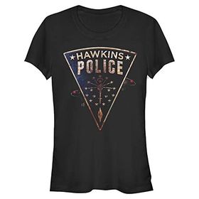 Stranger Things Hawkins Police Rats Schwarz Kadın T-shirt