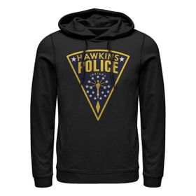 Stranger Things Hawkins Police Seal Schwarz Kapüşonlu Unisex Sweatshirt
