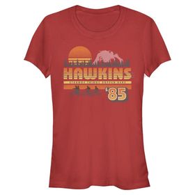 Stranger Things Hawkins Vintage Sunsnet Rot Kırmızı Kadın T-shirt