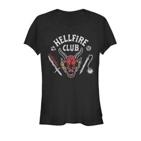 Stranger Things Hellfire Club Siyah Bisiklet Yaka Kadın T-shirt