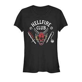 Stranger Things Hellfire Club Siyah Bisiklet Yaka Kadın T-shirt