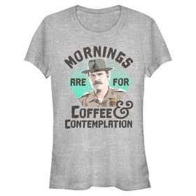 Stranger Things Hopper Coffee Morning Heather Gri Kadın T-shirt