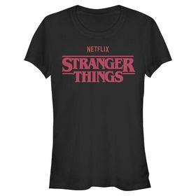 Stranger Things Netflix Stranger Logolu Schwarz Kadın T-shirt