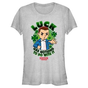 Stranger Things Not Lucky Short Sleeve Heather Grey Kadın T-shirt