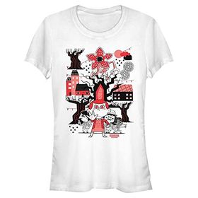 Stranger Things Red Black Short Sleeve Weiß Kadın T-shirt