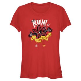 Stranger Things Run Away Short Sleeve Rot Kadın T-shirt