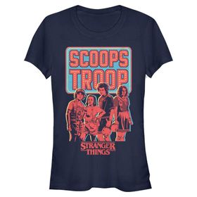 Stranger Things Scoop Troop Navy Mavi Kadın T-shirt