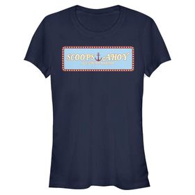Stranger Things Scoops Ahoy Panel Navy Mavi Kadın T-shirt