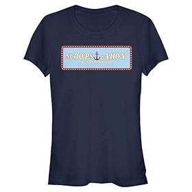 Stranger Things Scoops Ahoy Panel Navy Mavi Kadın T-shirt