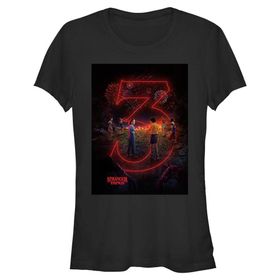 Stranger Things Season Three Short Sleeve Schwarz Kadın T-shirt