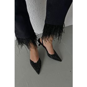Straswans Jessica Siyah Şeffaf Taş Detay Kadın Topuklu Ayakkabı