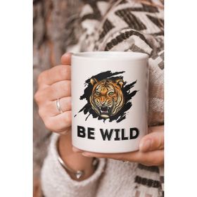 Stüdyo SM Be Wild Kaplan Vektörel Çizim Baskılı Kupa Bardak