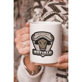 Stüdyo SM Buffalo Indiana Bufalo Vektörel Çizim Baskılı Kupa Bardak