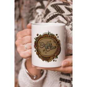 Stüdyo SM Coffee Time Kahve Zamanı Vektörel Çizim Baskılı Kupa Bardak