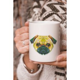 Stüdyo SM Pug Vektörel Çizim Baskılı Kupa Bardak