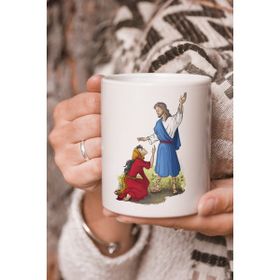 Stüdyo SM Vektörel Çizim Hristiyan İsa Logo Baskılı Kupa Bardak