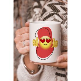 Stüdyo SM Vektörel Çizim Kırmızı Desenli Emoji Logo Baskılı Kupa Bardak
