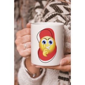 Stüdyo SM Vektörel Çizim Kırmızı Desenli Emoji Logo Baskılı Kupa Bardak