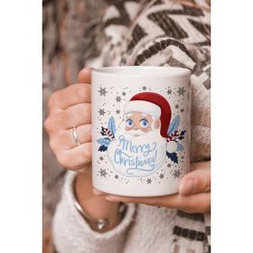 Stüdyo SM Vektörel Çizim Merry Christmas Mutlu Yıllar Noel Baba 2021 Logo Baskılı Kupa Bardak