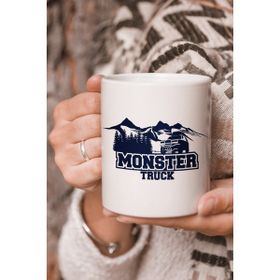 Stüdyo SM Vektörel Çizim Monster Truck Logo Baskılı Kupa Bardak