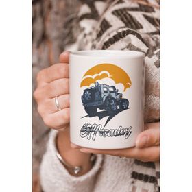 Stüdyo SM Vektörel Çizim Offroader Jip Logo Baskılı Kupa Bardak