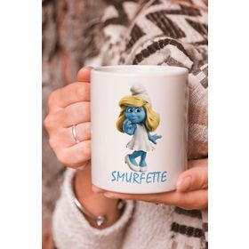 Stüdyo SM Vektörel Çizim Şirinler Şirine Smurfette Logo Baskılı Kupa Bardak