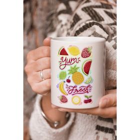 Stüdyo SM Yum Fresh Taze Meyveler Vektörel Çizim Baskılı Kupa Bardak
