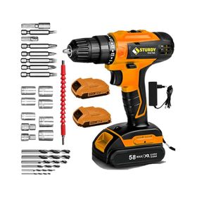 Sturdy 56 V 6 Ah Metal Sanzumanlı New Seri Setli Li-Ion Çift Akülü 27 Parça Setli Matkap