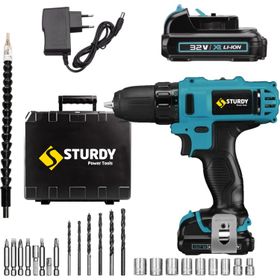 Sturdy Power Tools 32 Volt 5.0 Amper Çift Akülü 24 Parça Şarjlı Vidalama Matkap