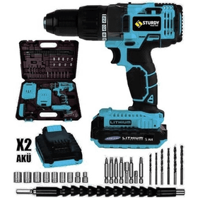 Sturdy Power Tools 58 Volt 6,0 Amper Darbeli Metal Şanzuman Şarjlı 24 Parça Vidalama Matkap