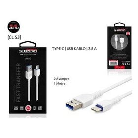 Subzero 2.8 A 1 mt USB Type-C Beyaz Şarj Data Kablosu