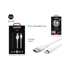 Subzero 2.8 A 1 mt USB Type-C Beyaz Şarj Data Kablosu