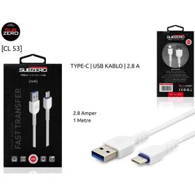 Subzero 2.8 A 1 mt USB Type-C Beyaz Şarj Data Kablosu